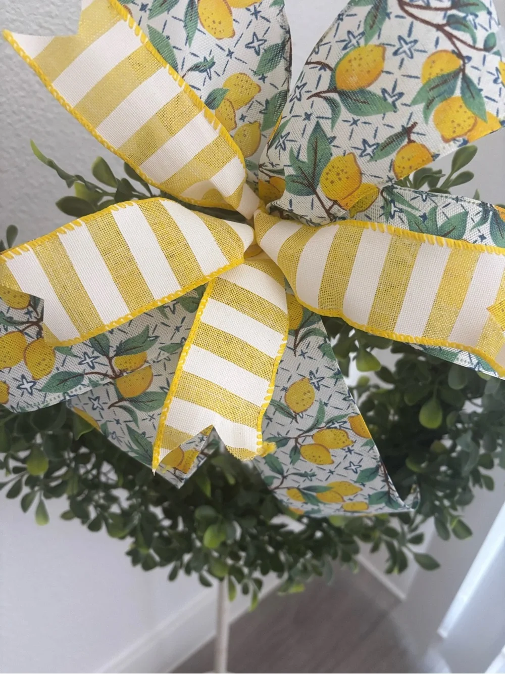 Yellow Lemon Rustic Farmhouse Bow Handmade 5” Hurricane DIY Wreath Final Sal